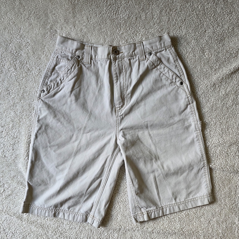 Urban Outfitters Men's Flat Front Shorts in Beige